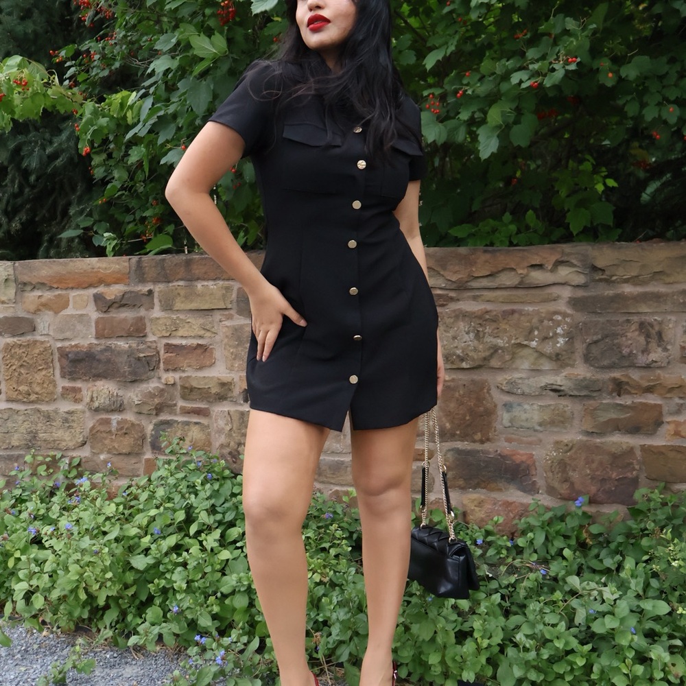 Zara Black Sheath Mini Dress Crew Neck Short Sleeve